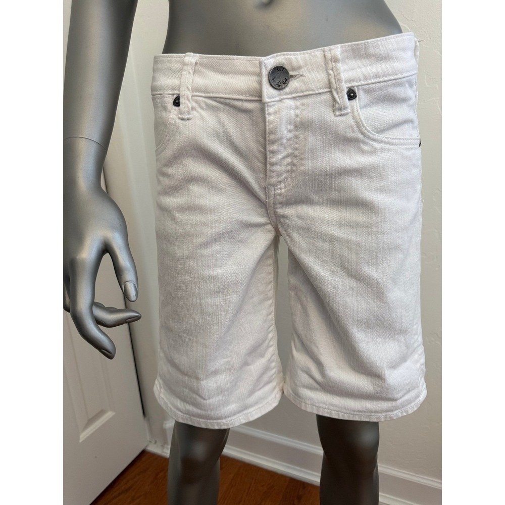 KUT from the Kloth Catherine Boyfriend Bermuda Shorts Jorts White 4 Mid Rise